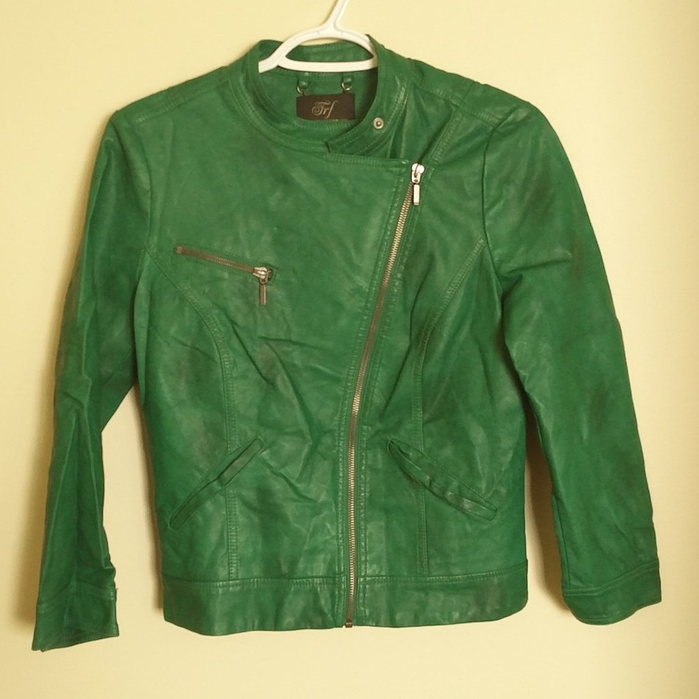 COPY - Zara Green Leather Jacket S